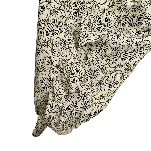 Max Studio Ruffle-Back Button-Down Blouse Black Floral on Cream Size XL - Picture 11 of 16